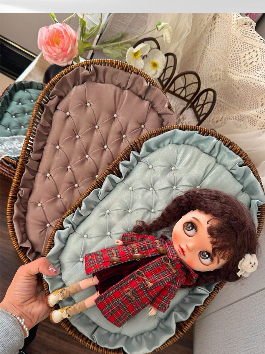 Handmade Doll Display Tray, Rattan Wicker
