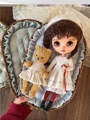 Handmade Doll Display Tray, Rattan Wicker