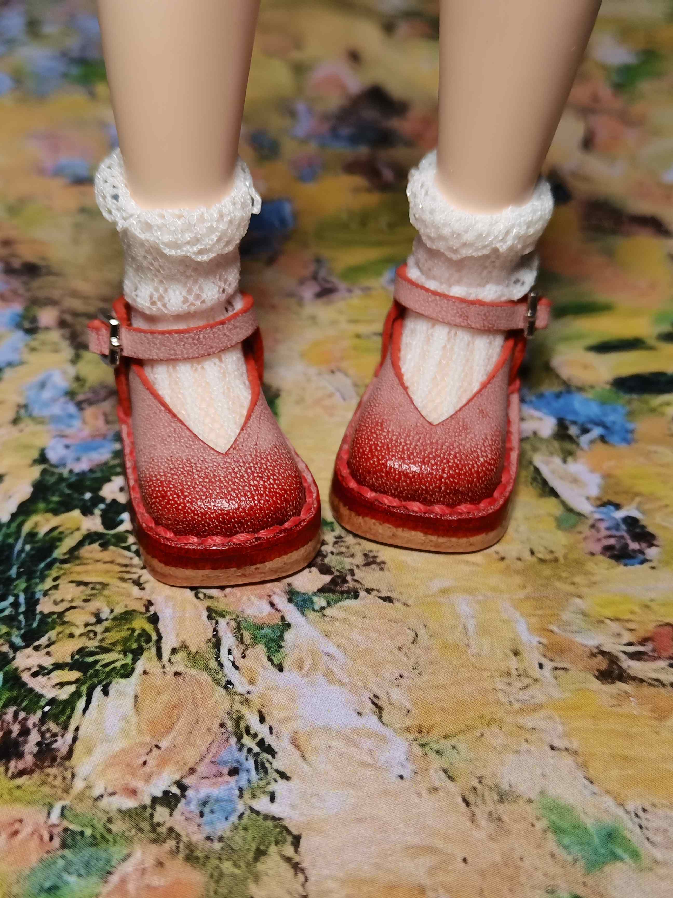 Handmade Shoes for Blythe, Square Toe Leather Shoes