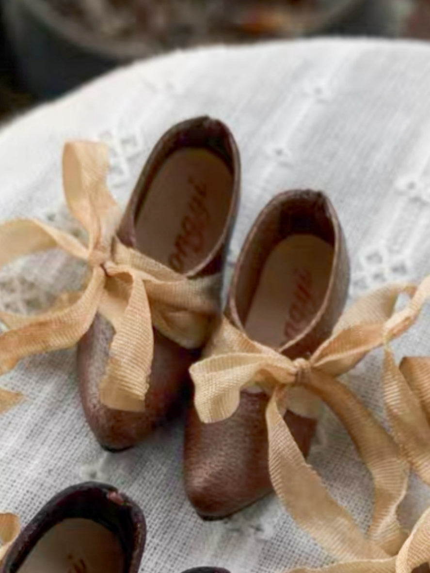 Handmade Shoes for Blythe, Ribbon Bow Leather Flats