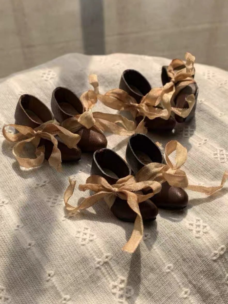 Handmade Shoes for Blythe, Ribbon Bow Leather Flats