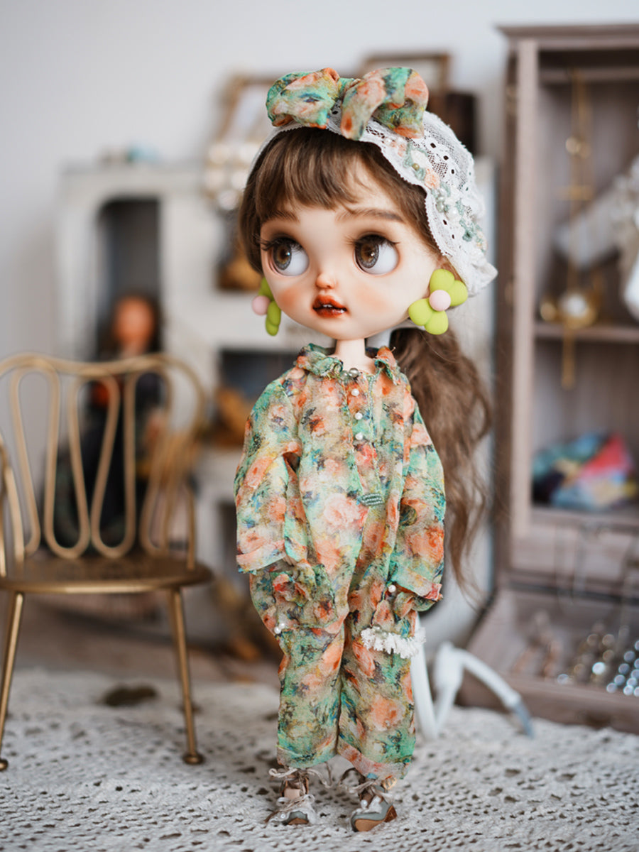 Handmade Outfit for Blythe/Obitsu, Rose Jumpsuit Suit