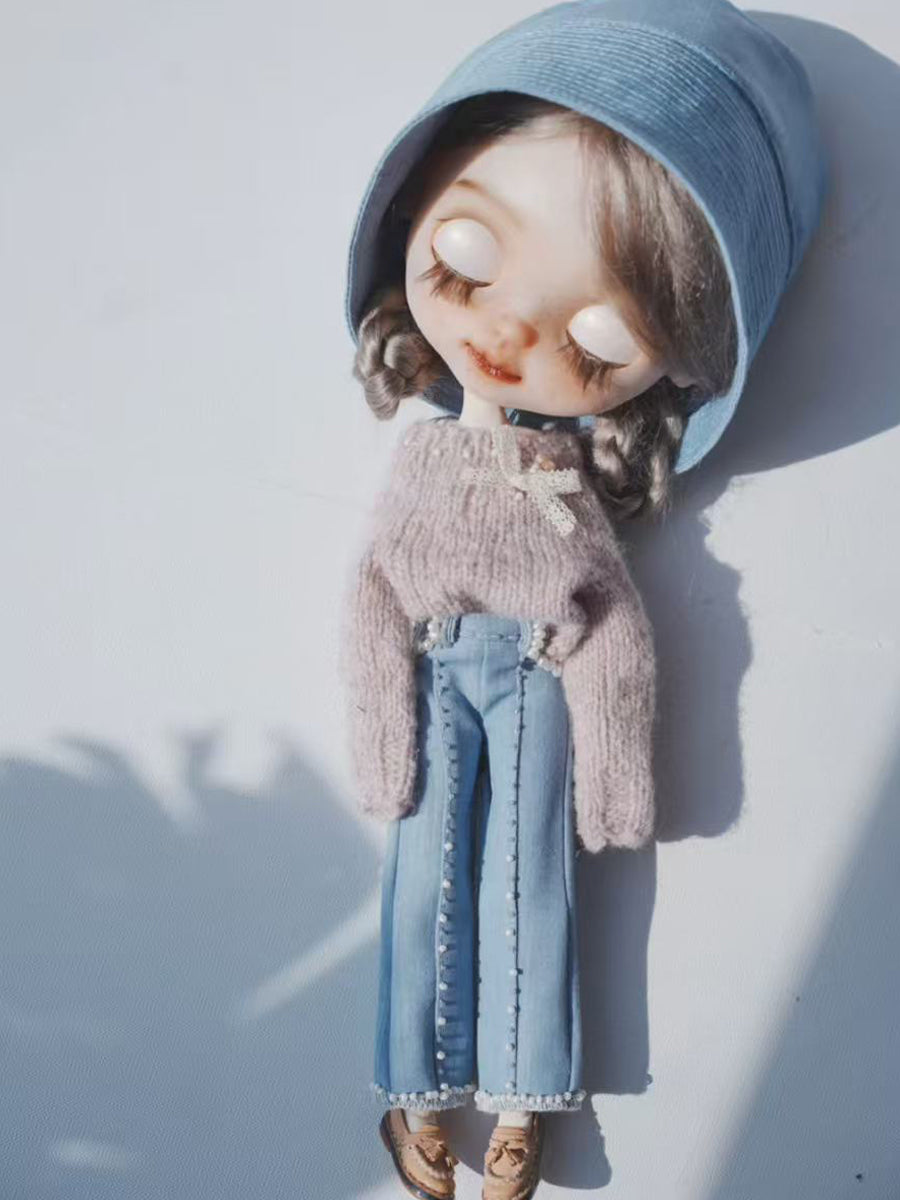Handmade Outfit for Blythe/Obitsu, Sweater and Jeans Set