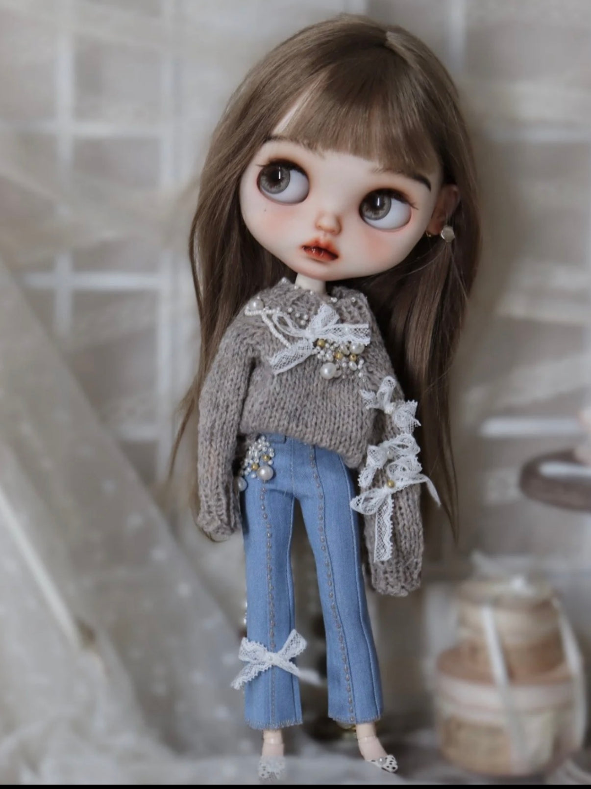 Handmade Outfit for Blythe/Obitsu,Sweater and Jeans Set
