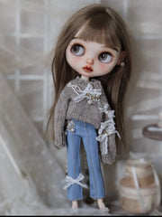 Handmade Outfit for Blythe/Obitsu,Sweater and Jeans Set