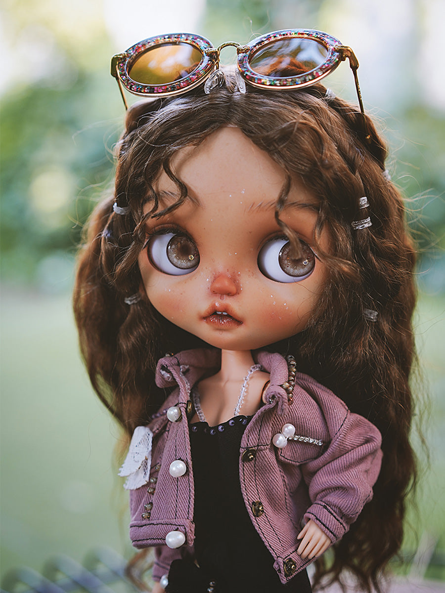 Purple Denim Jacket Blythe Half Body Shot | ToastDoll