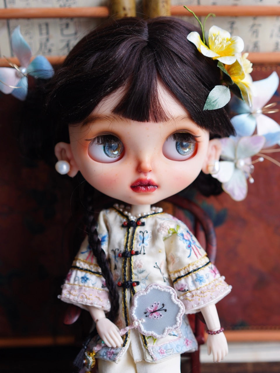 ⁠Whimsical Embroidered Chinese Blythe Set Fron View | ToastDoll