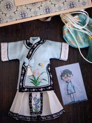 ⁠Blue Embroidered Chinese Blythe Set - Handmade Doll Clothes - ToastDoll