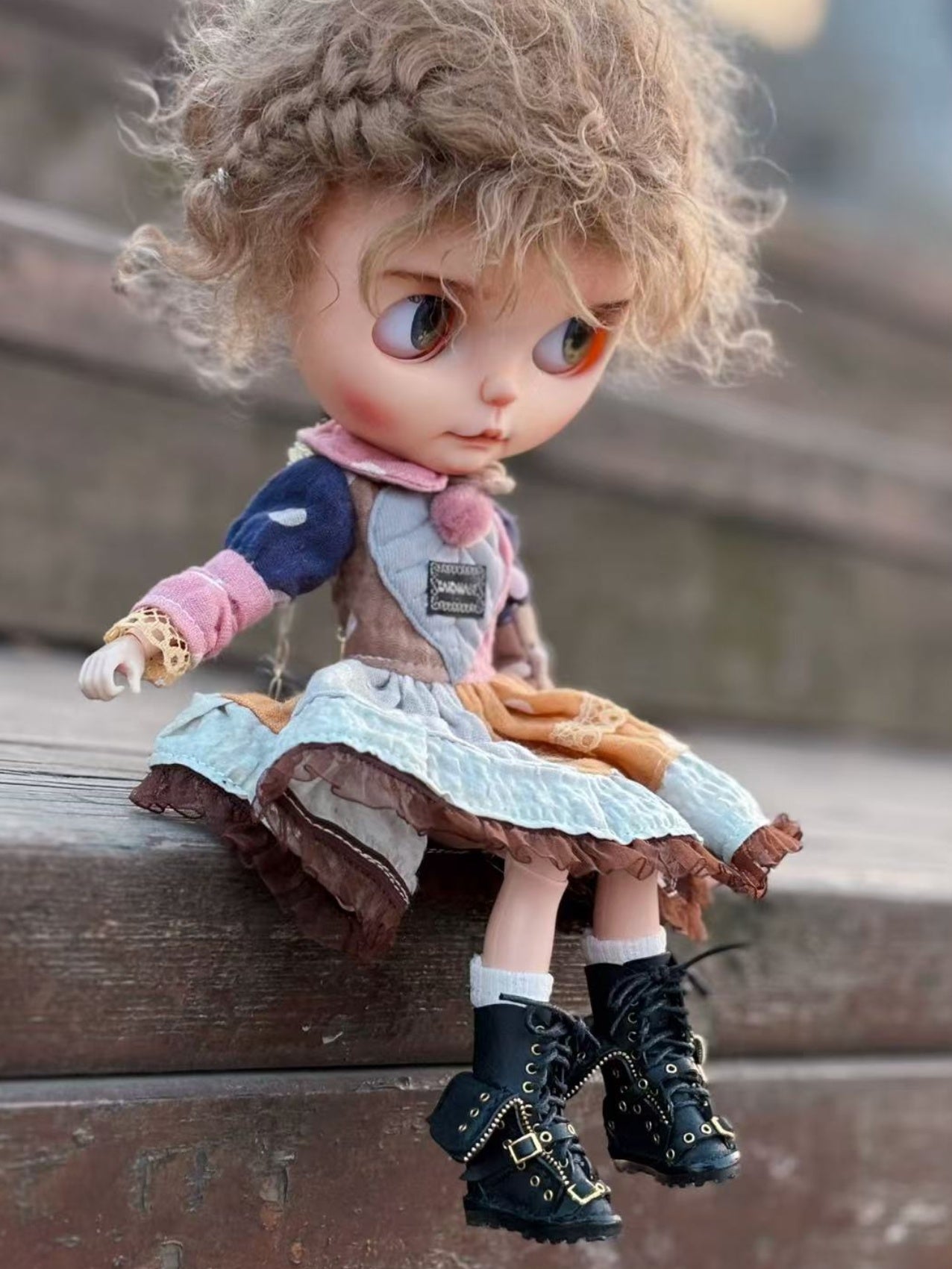 Handmade Shoes for Blythe/Obitsu, Zip-Detail Combat Boots