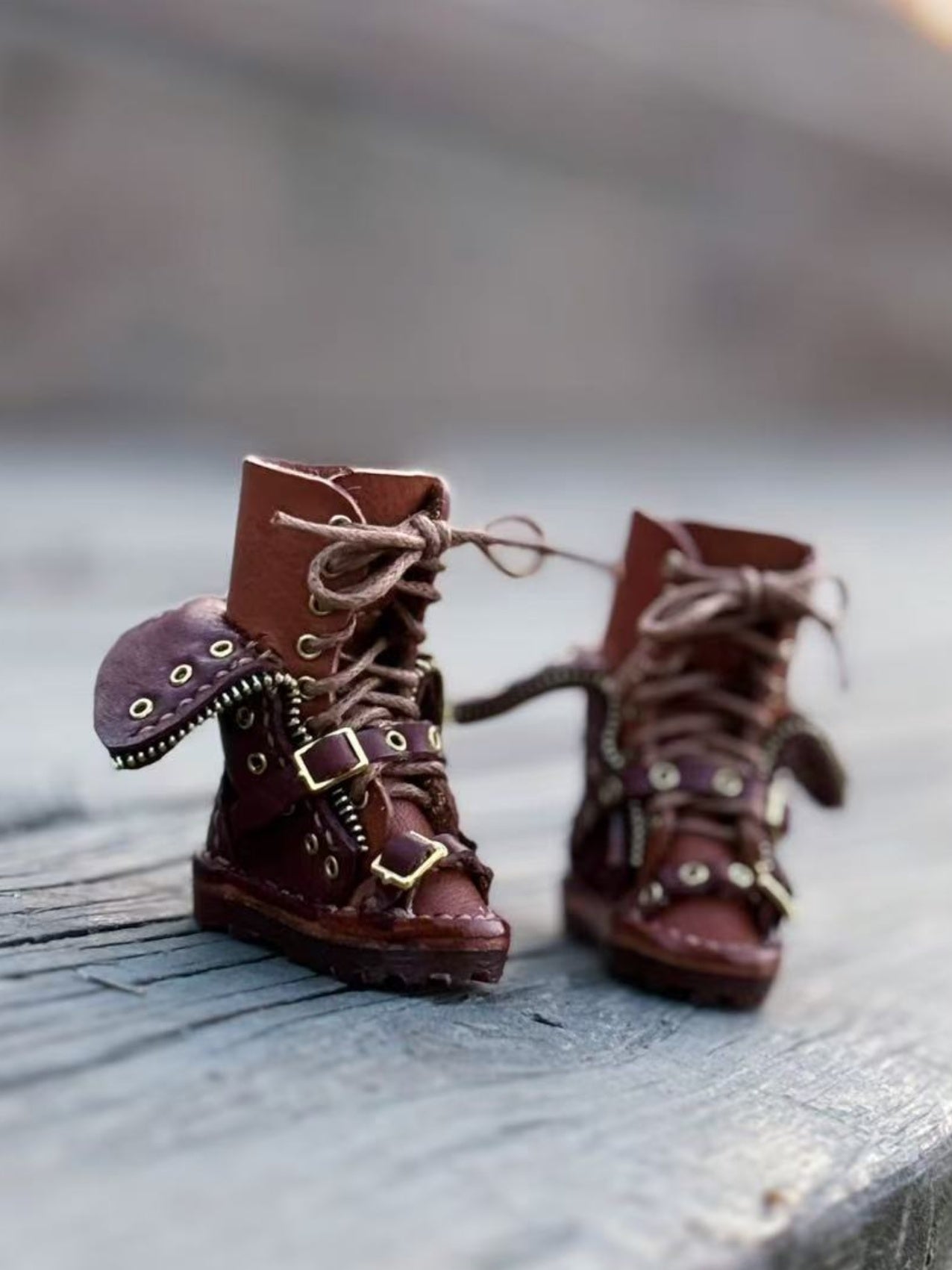 Handmade Shoes for Blythe/Obitsu, Zip-Detail Combat Boots