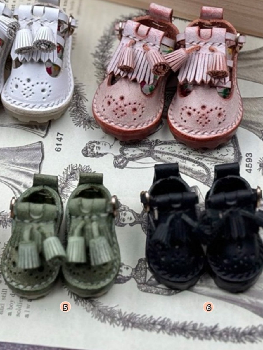 Handmade Shoes for Blythe/ Ob24/ Ob22, Baroque Carved Shoes with Fringe