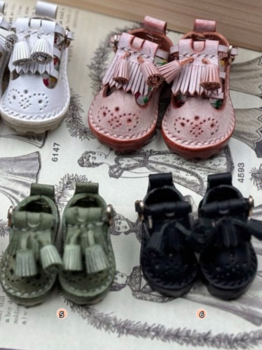 Handmade Shoes for Blythe/ Ob24/ Ob22, Baroque Carved Shoes with Fringe