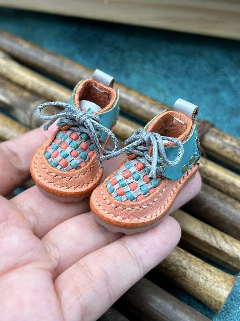 Handmade Shoes for Blythe/Obitsu, Woven Pattern Leather Shoes