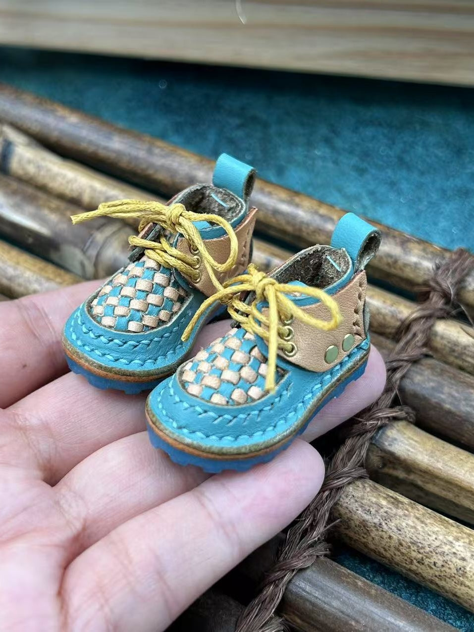 Handmade Shoes for Blythe/Obitsu, Woven Pattern Leather Shoes