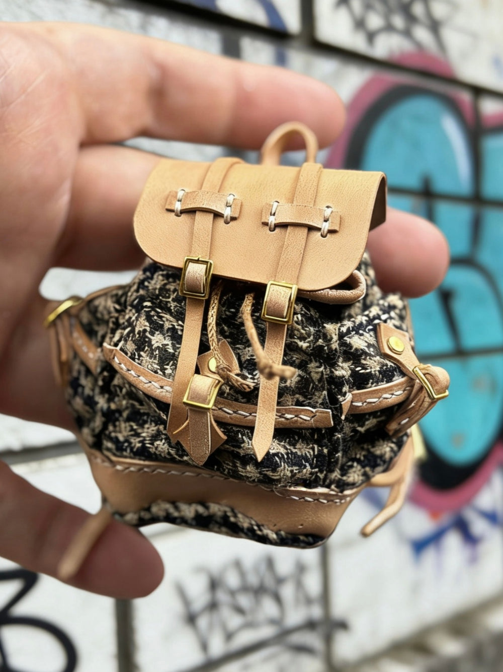 Houndstooth Colorblock Leather Multi-Pocket Blythe Bag | ToastDoll