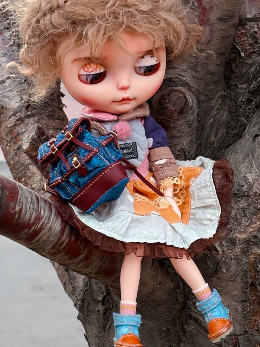 Handmade Bag for Blythe/BJD, Denim Backpack