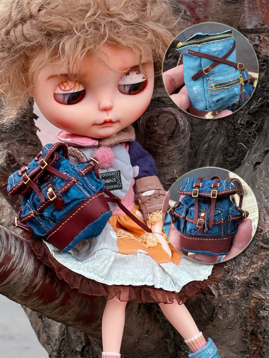 Handmade Bag for Blythe/BJD, Denim Backpack