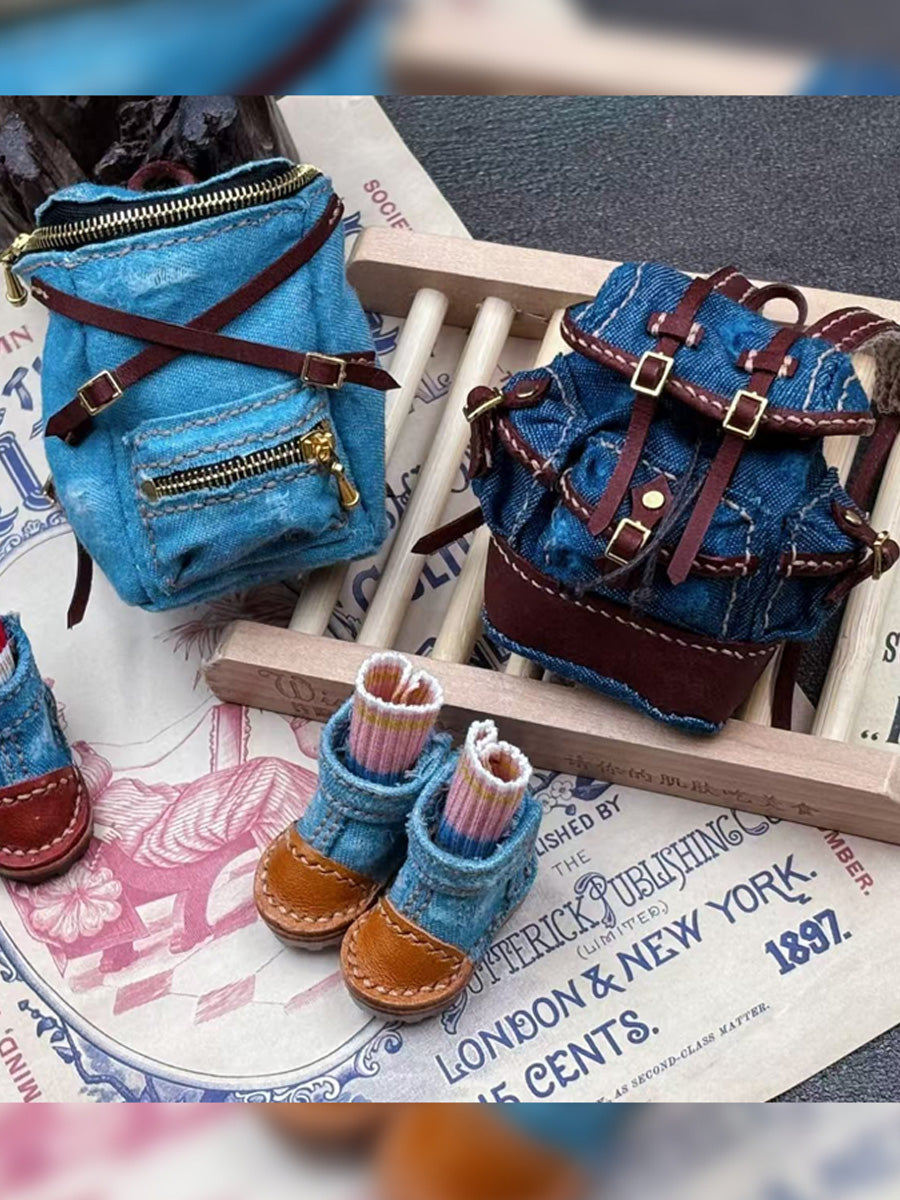 Handmade Bag for Blythe/BJD, Denim Backpack