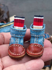 Handmade Shoes for Blythe/Obitsu, Denim Leather Shoes