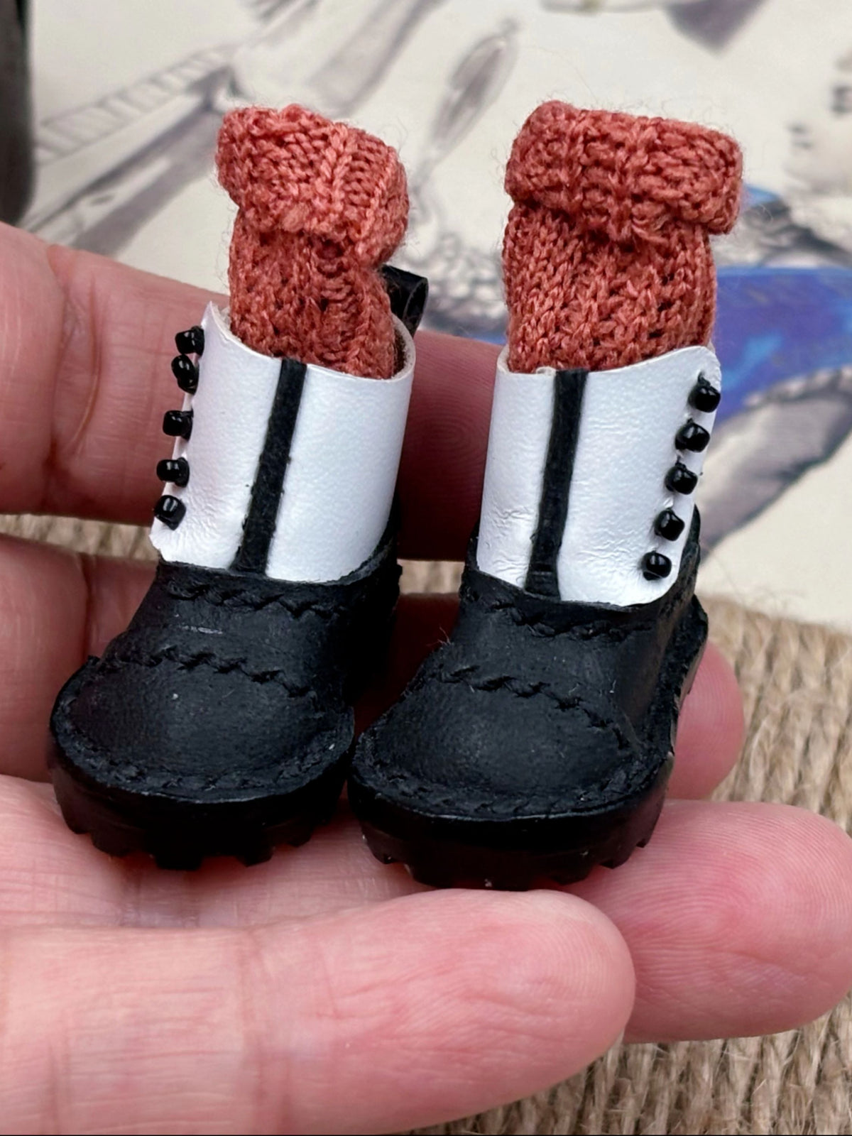 Handmade Shoes for Blythe/Obitsu, Knit Leather Boots