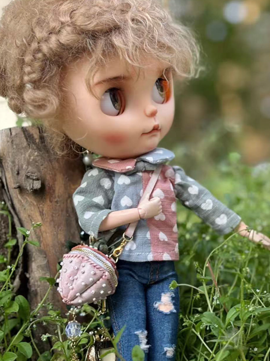 Handmade Bag for Blythe/Azone, Strawberry Crossbody Bag