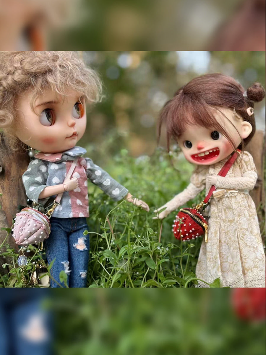 Handmade Bag for Blythe/Azone, Strawberry Crossbody Bag