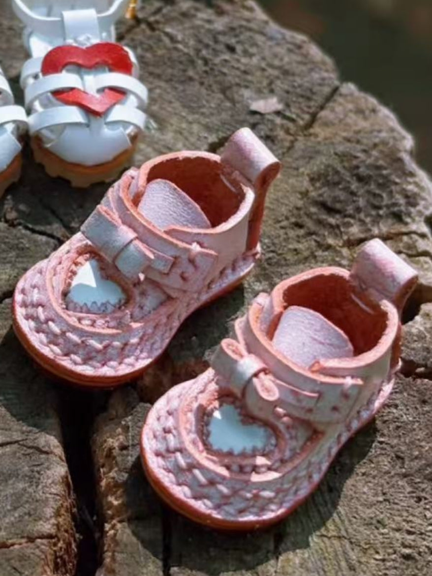 Handmade Shoes for Blythe/Obitsu, Heart Leather Shoes