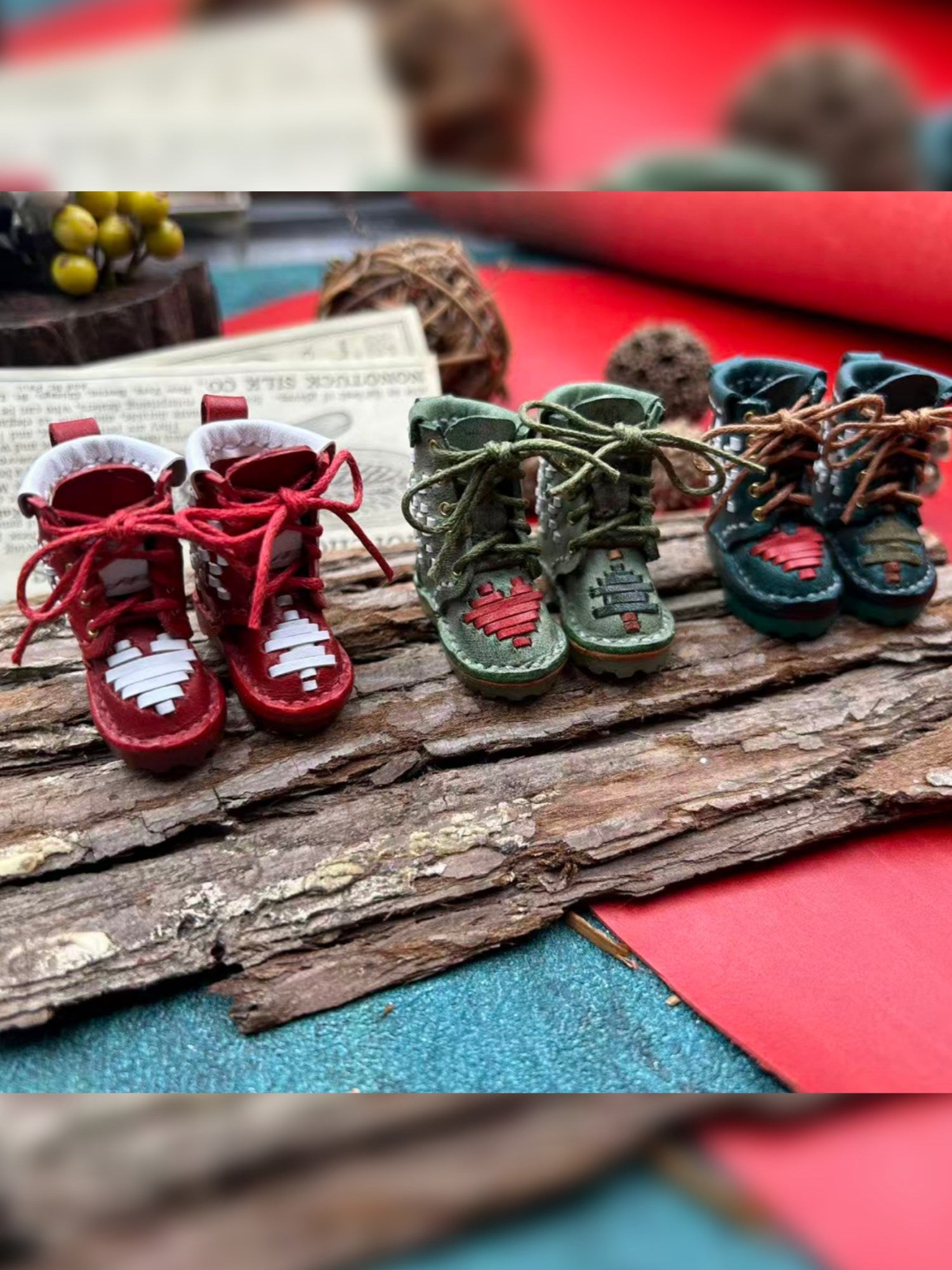 Handmade Shoes for Blythe/Obitsu, Christmas Leather Boots