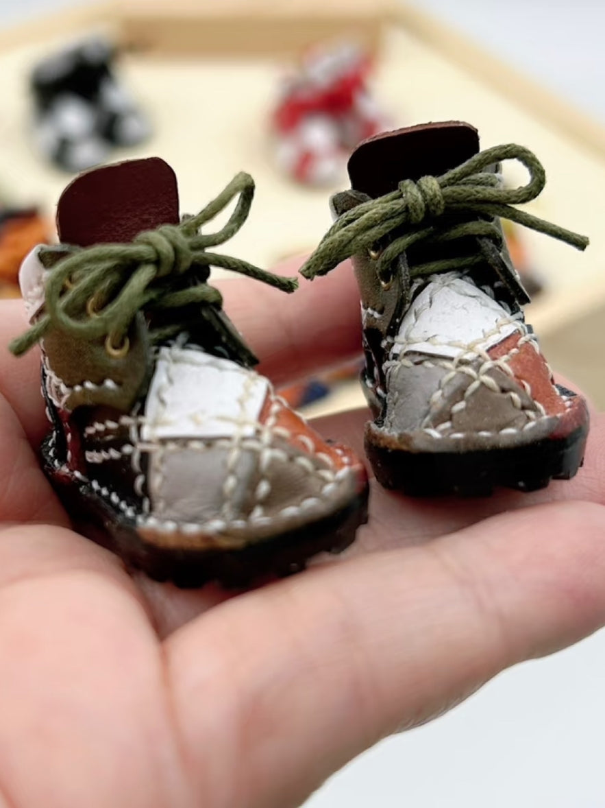 Multi Patchwork Leather Blythe Flats - Handmade Doll Shoes - ToastDoll