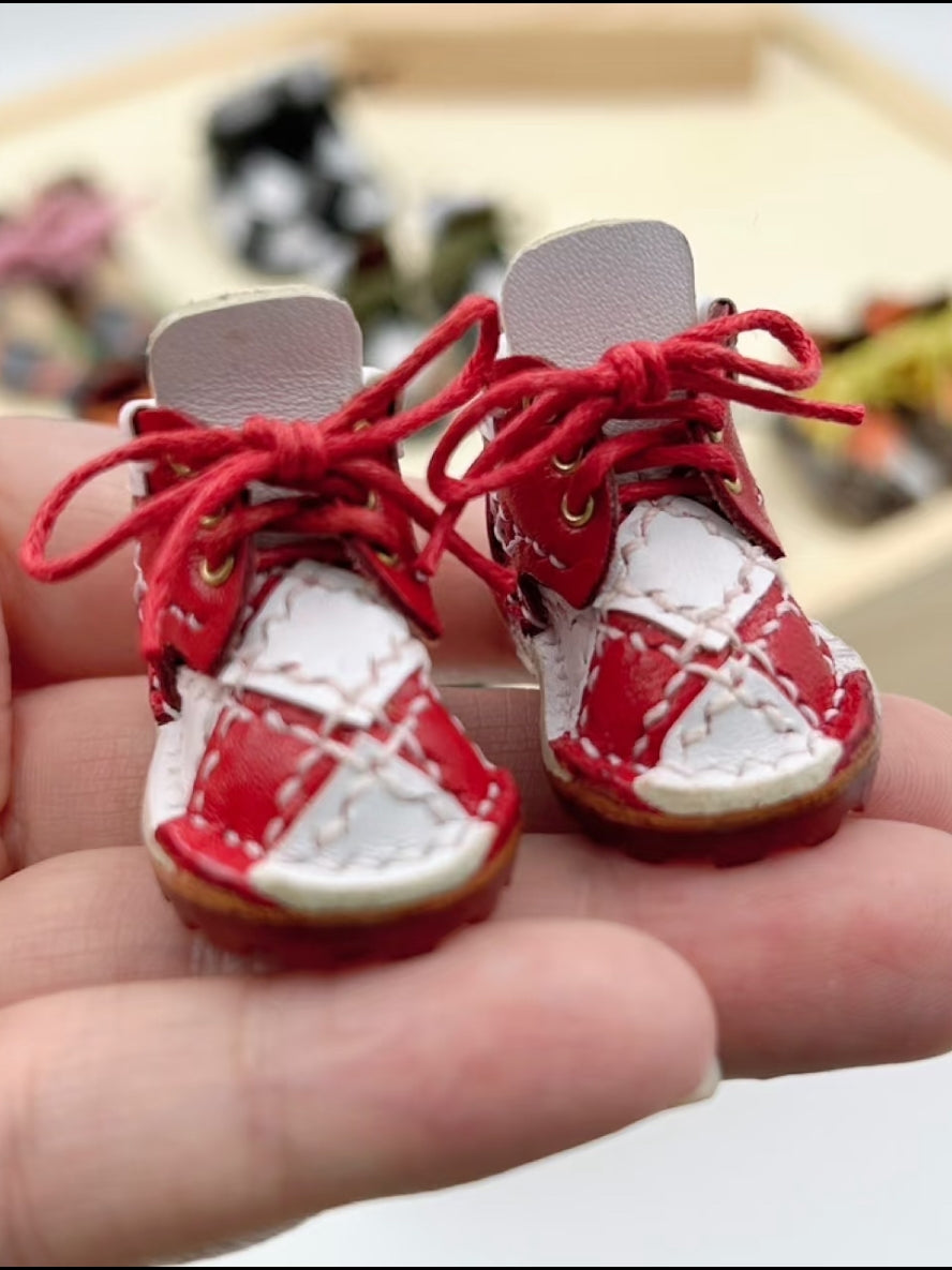 Multi Patchwork Leather Blythe Flats - Handmade Doll Shoes - ToastDoll