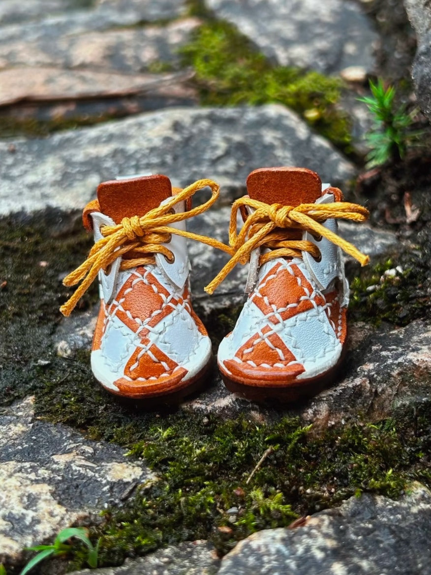 Multi Patchwork Leather Blythe Flats - Handmade Doll Shoes - ToastDoll