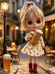 Leather Beer Blythe Bag On Doll Display | ToastDoll