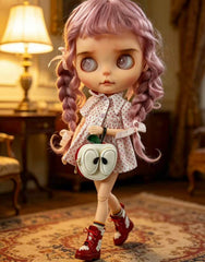 Leather Apple-Shaped Blythe Bag - Handmade Doll Accessory - ToastDoll
