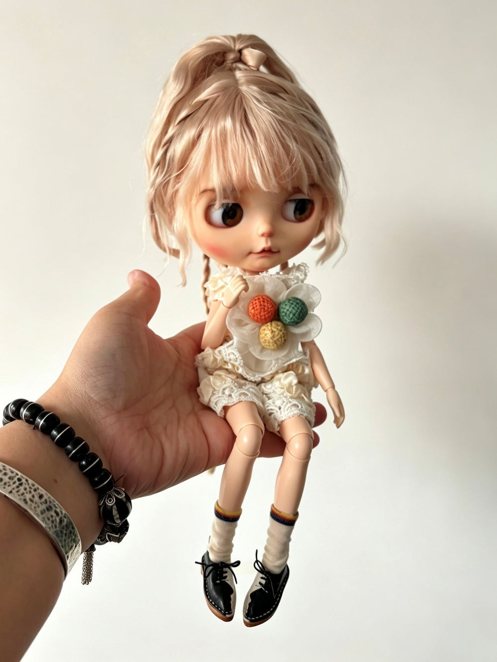 Black White Leather Blythe Flats | ToastDoll