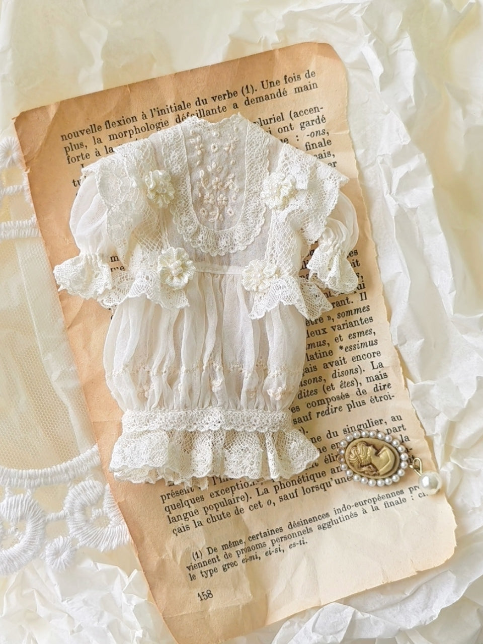 Bloom Silhouette Lace Mini Dress - Handmade Doll Clothes - ToastDoll
