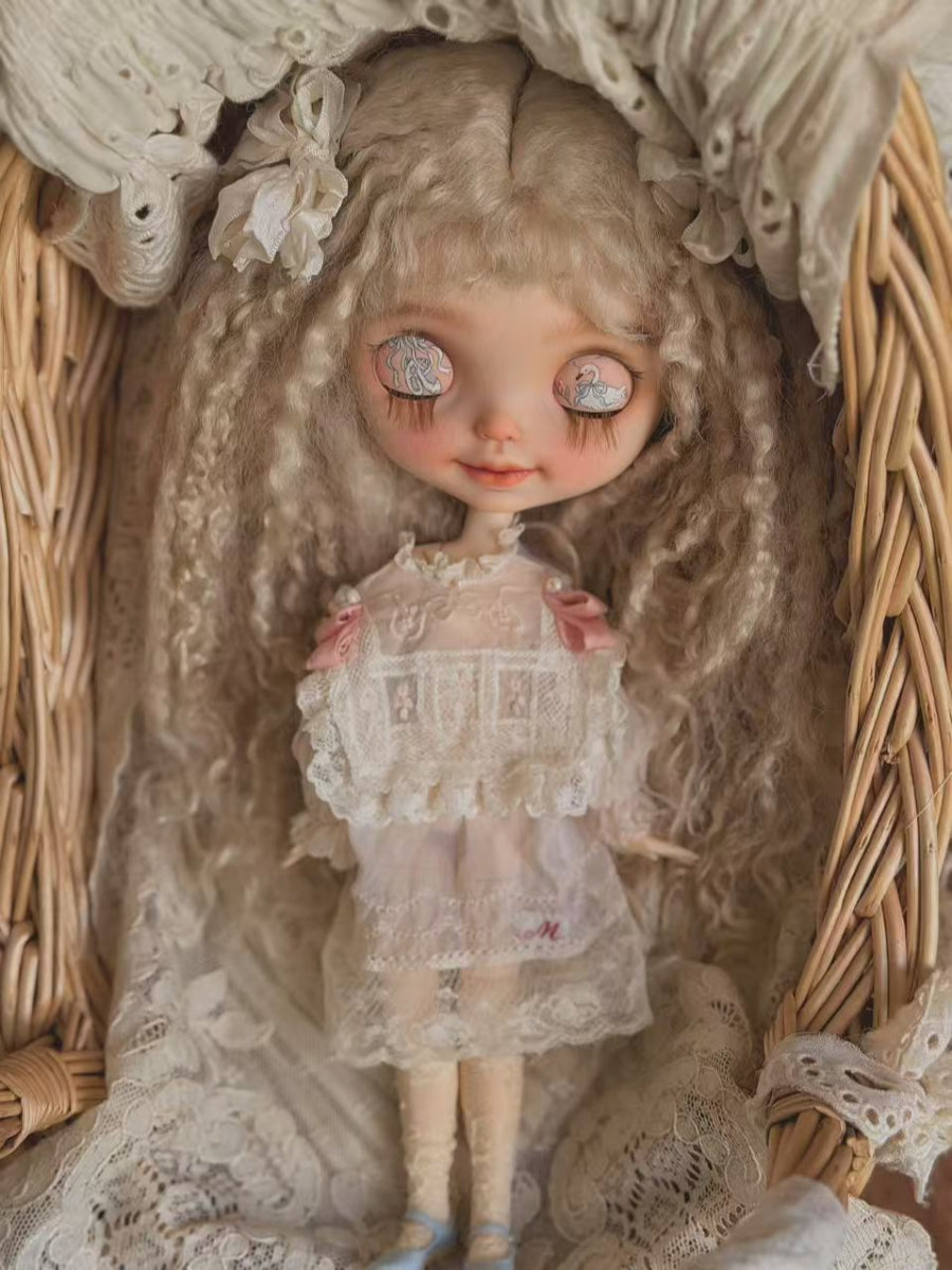 Pink Ribbon Silk Blythe BJD Dress - Handmade Doll Clothes - ToastDoll
