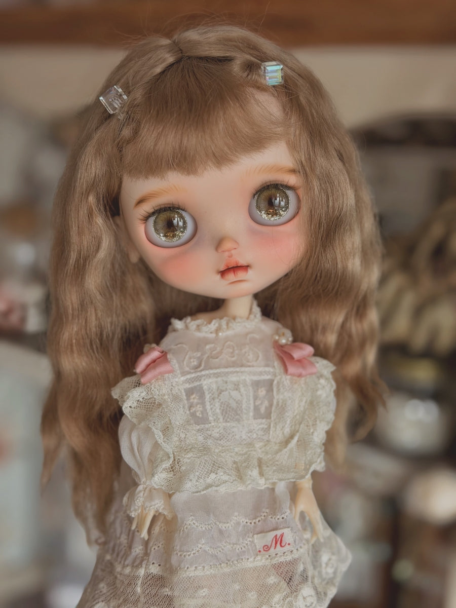 Pink Ribbon Silk Blythe BJD Dress - Handmade Doll Clothes - ToastDoll