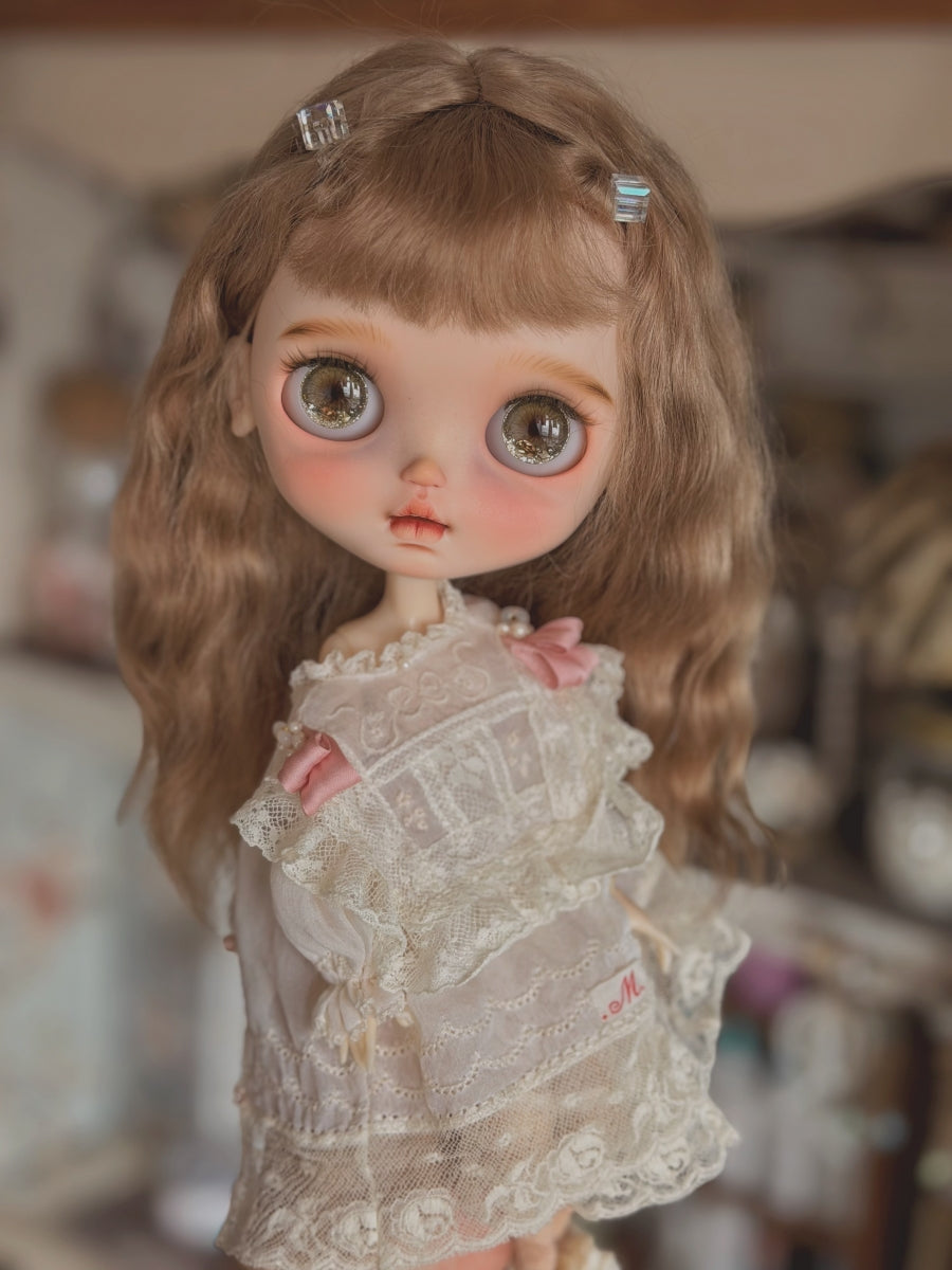 Pink Ribbon Silk Blythe BJD Dress - Handmade Doll Clothes - ToastDoll