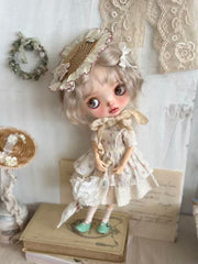 [IN STOCK] White Floral Blythe BJD Set - Handmade Doll Clothes - ToastDoll