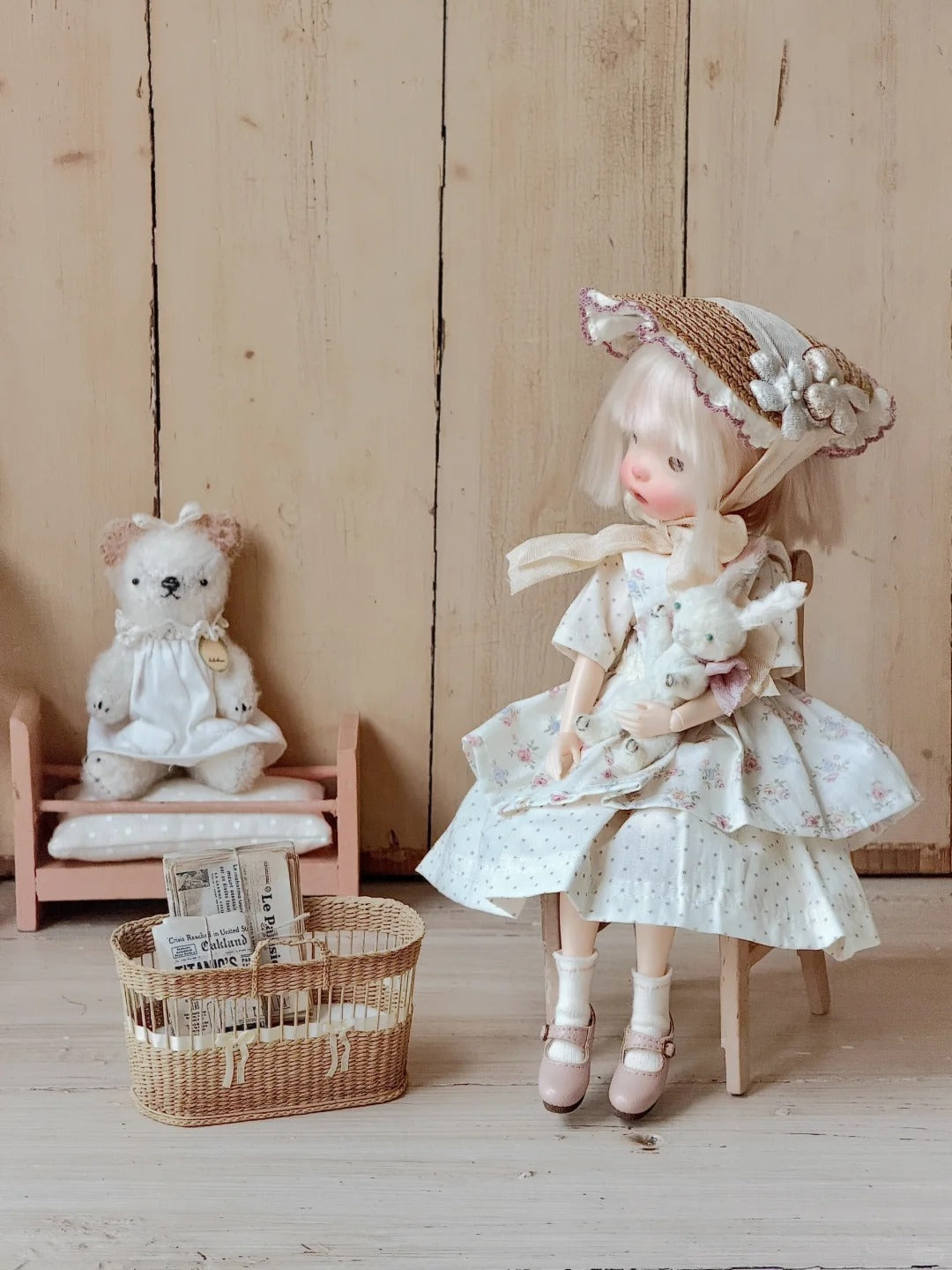 [IN STOCK] White Floral Blythe BJD Set - Handmade Doll Clothes - ToastDoll