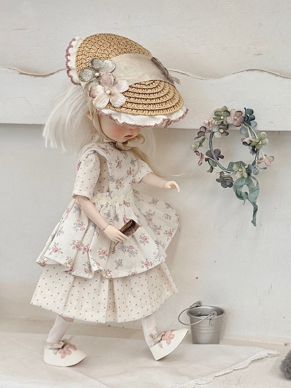 [IN STOCK] White Floral Blythe BJD Set - Handmade Doll Clothes - ToastDoll