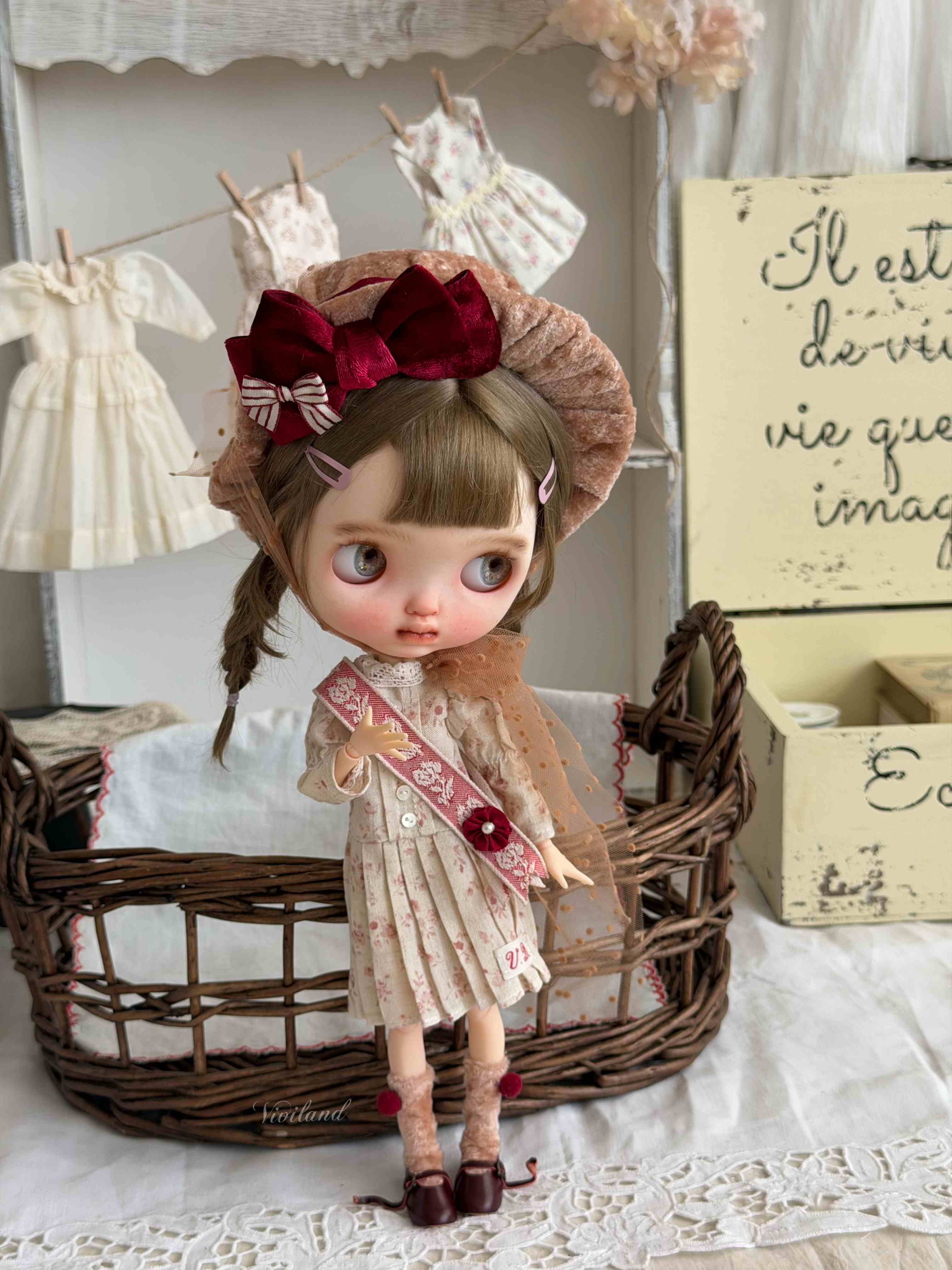 [IN STOCK] Red Velvet Blythe BJD Set - Handmade Doll Clothes - ToastDoll
