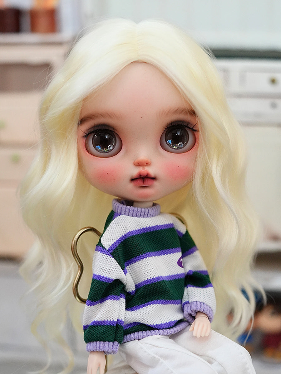 Blonde Wave Hair Handmade Blythe Wig | ToastDoll