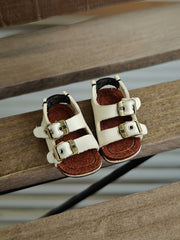Casual Double Buckle Blythe White Sandals | ToastDoll