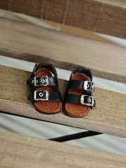 Casual Double Buckle Blythe Black Sandals | ToastDoll