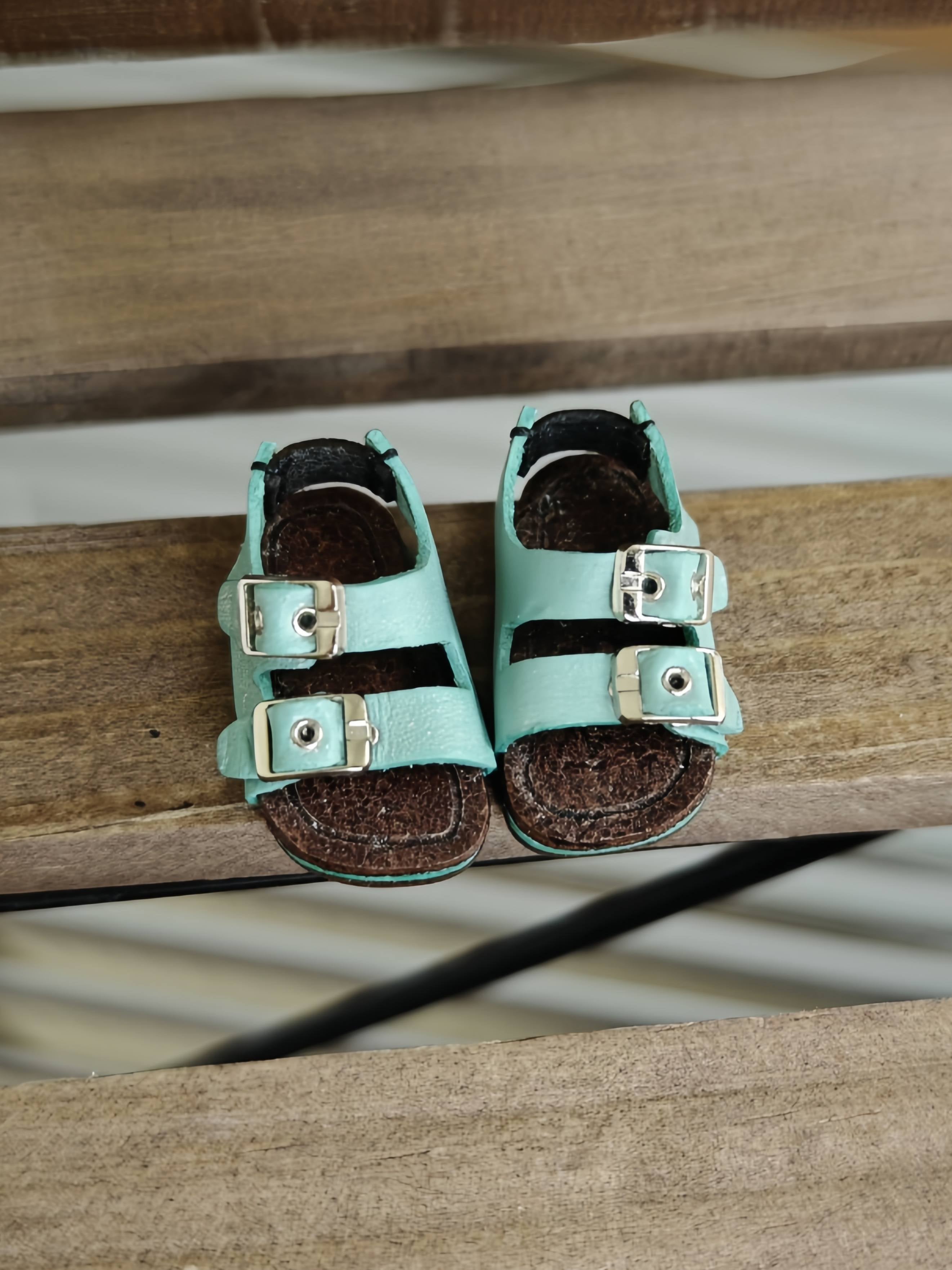 Casual Double Buckle Blythe Light-Sea-Green Sandals | ToastDoll