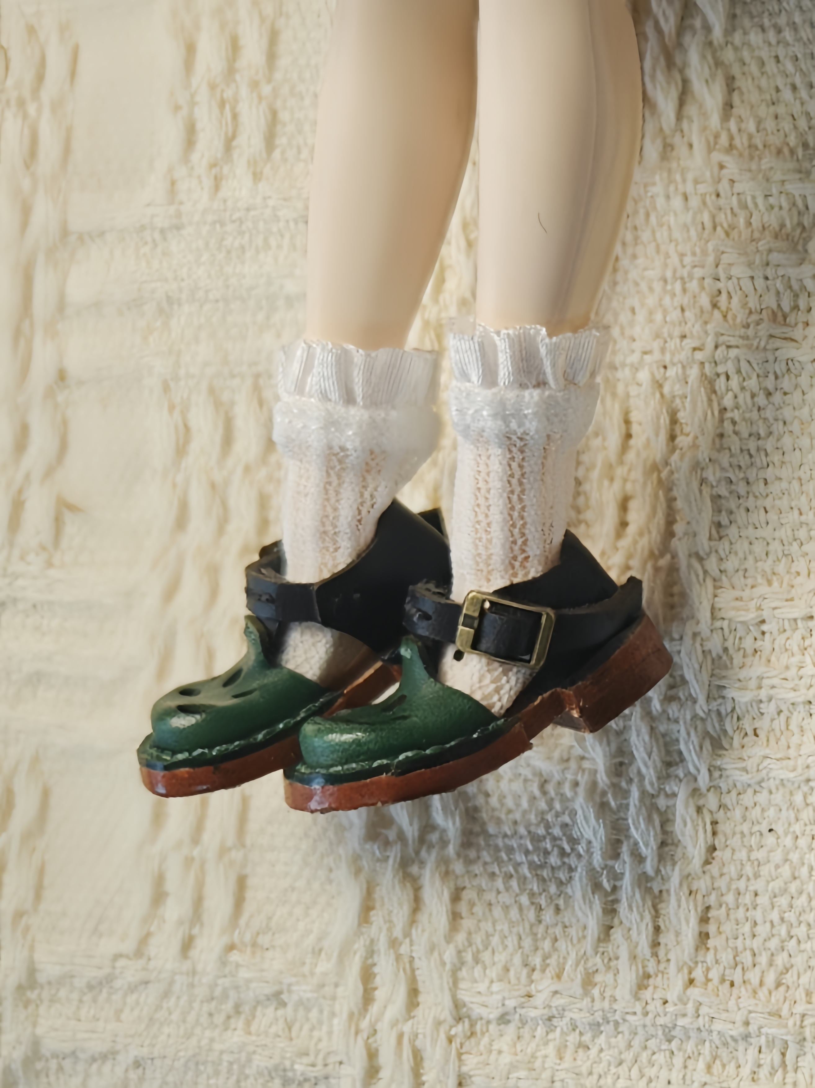 Vintage Cheese Hollow Blythe Dark Green  Flats | ToastDoll