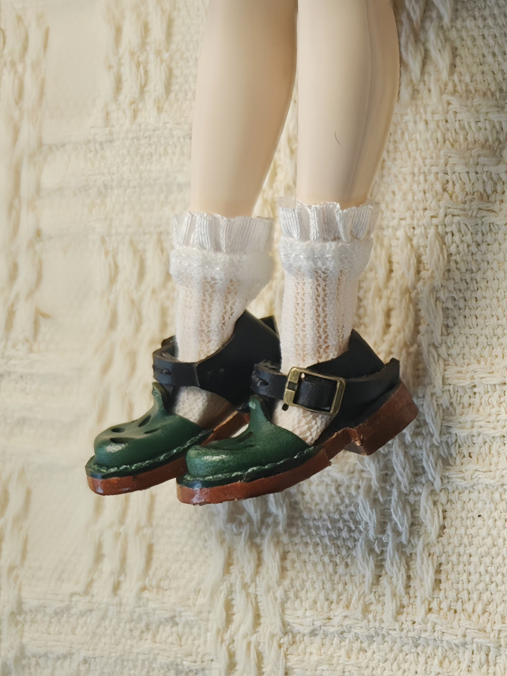 Vintage Cheese Hollow Blythe Dark Green  Flats | ToastDoll