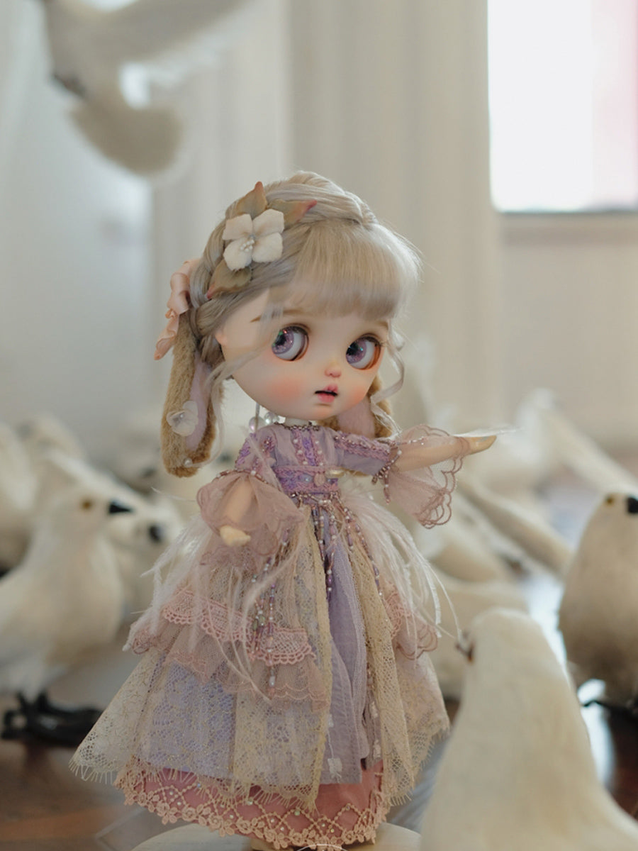 Handmade Outfit for Blythe/Obitsu/Pullip, Purple Layered Beaded Dress ...