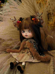Handmade Outfit for Blythe/Obitsu, Woodland Faun Cape Dress Set